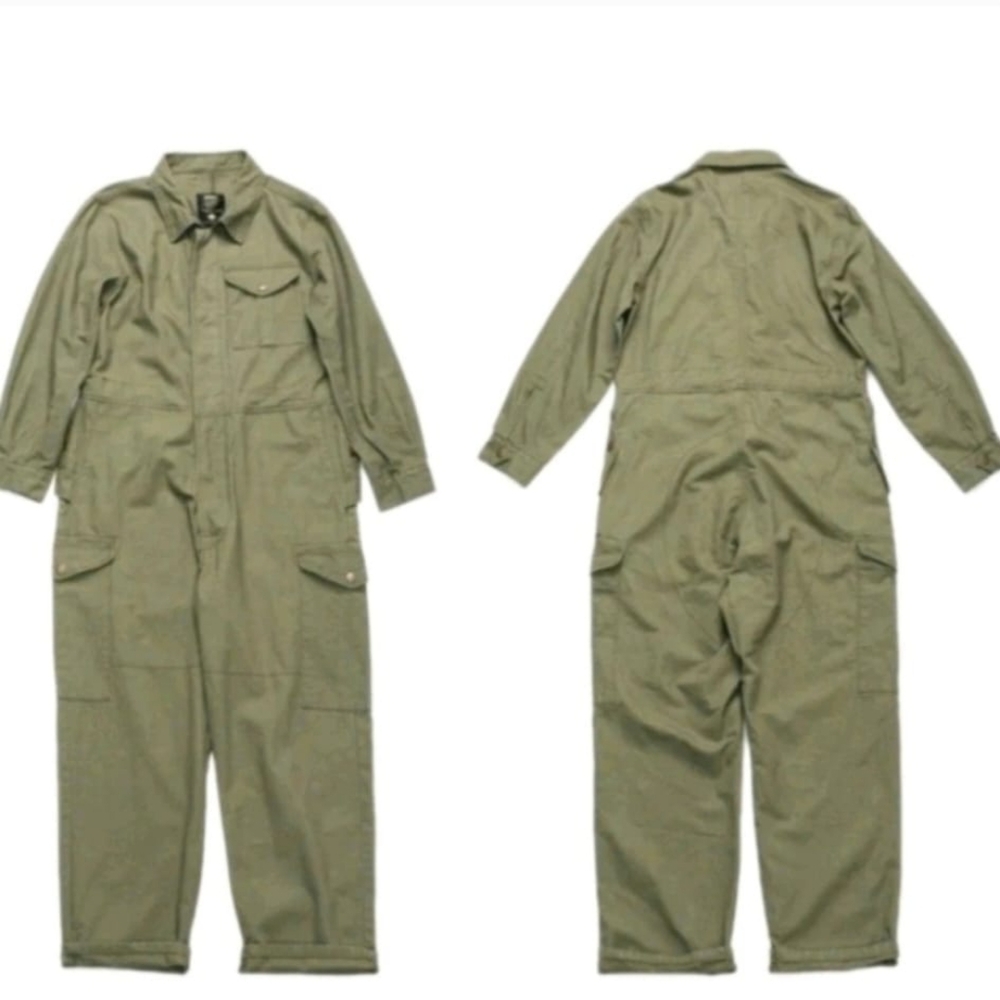 NEW FUZAO Mens Exploration Olive Khaki Utility Overall Sz M 100% Cotton Jumpsuit